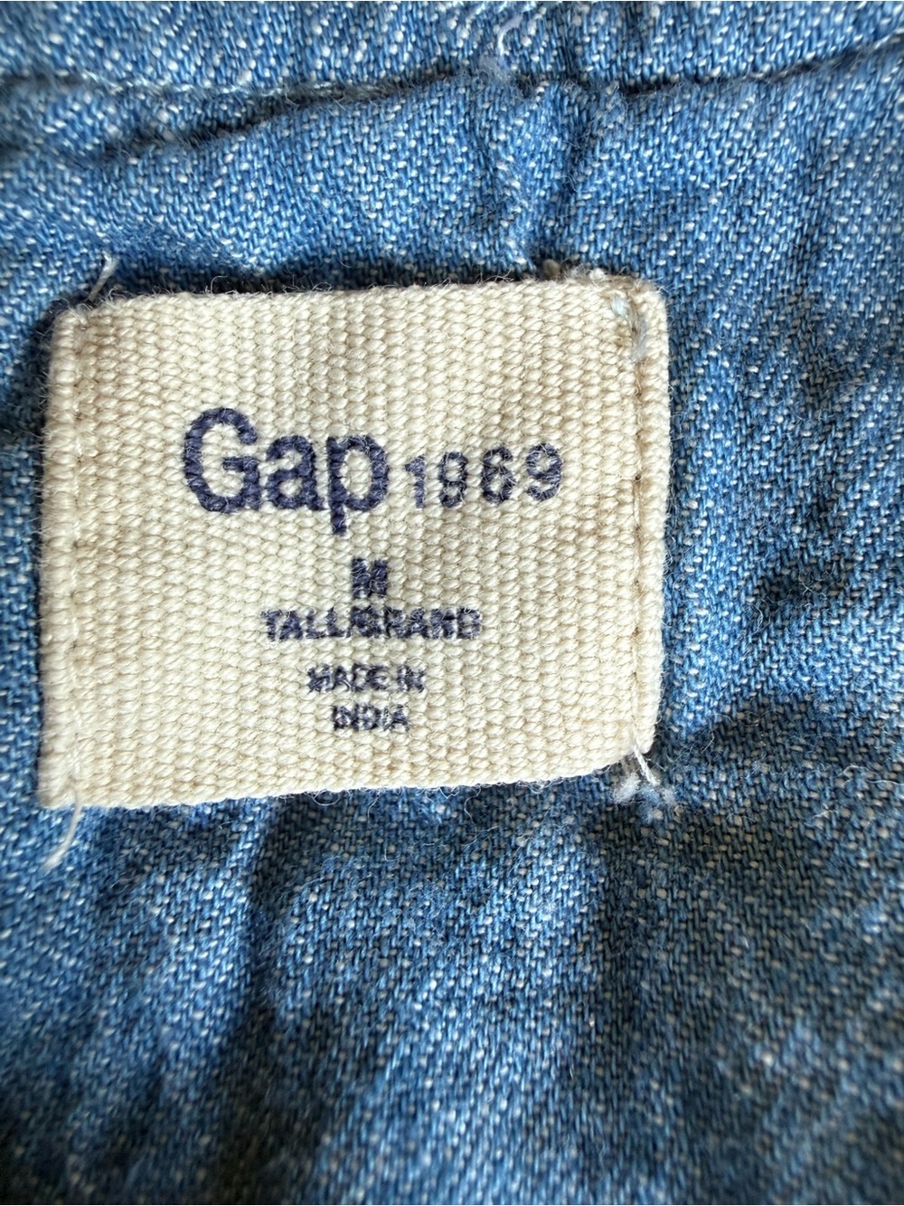GAP Light Blue Chambray Tank with Navy Embroidered Yoke - Picture 2 of 5